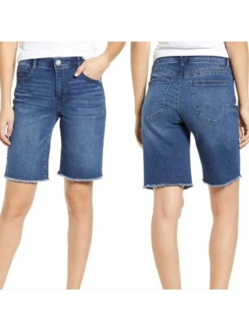 Wit & Wisdom Ab-Solution Retro High Waist Denim Bermuda Shorts - Sz 0